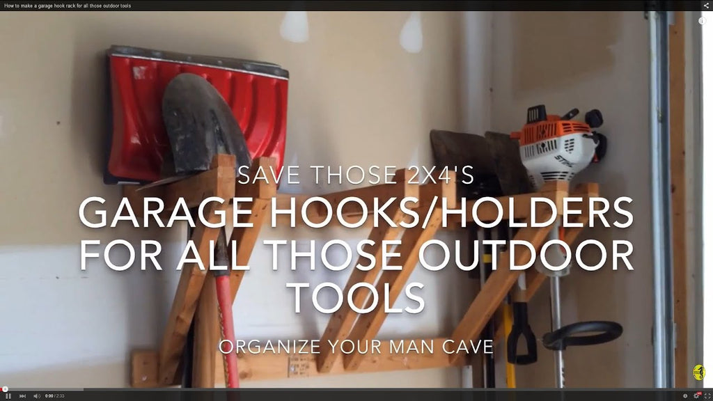 How to make a garage hook rack for all those outdoor tools