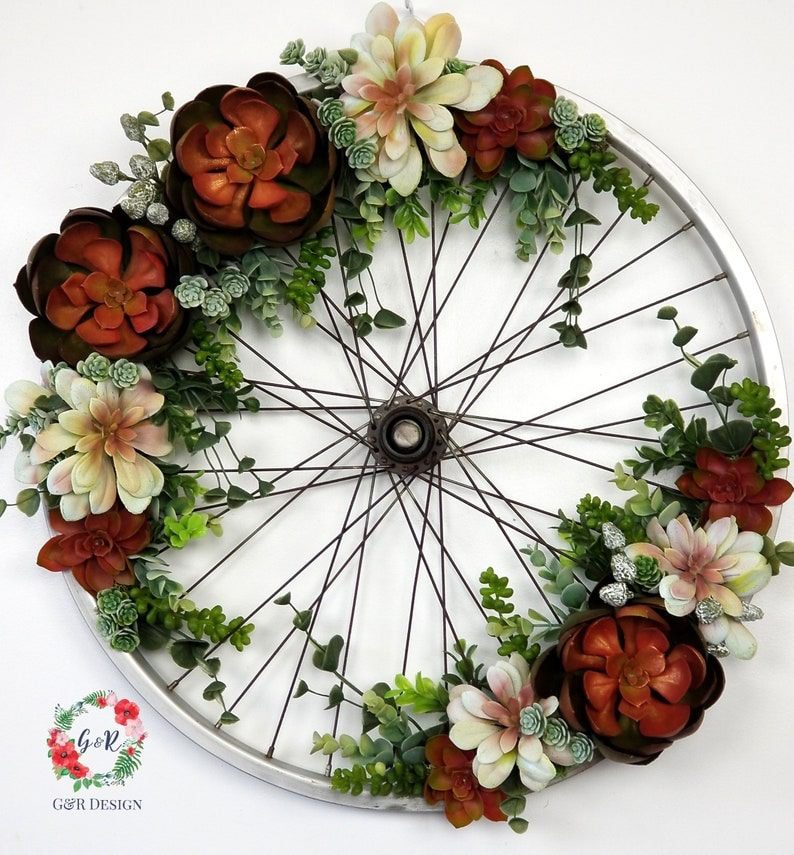 Bicycle Wheel Turned Into Lovely Wreath