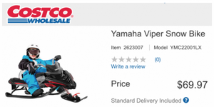 Costco Canada deals: Get Yamaha Viper Snow Bike for $69.97, with FREE Shipping