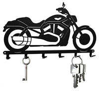 steelprint.de Key Holder/Hook Motorbike Club - Key Hooks for Wall, Hanger - 6 Hooks - Black Metal