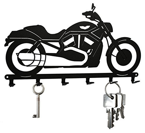 steelprint.de Key Holder/Hook Motorbike Club - Key Hooks for Wall, Hanger - 6 Hooks - Black Metal
