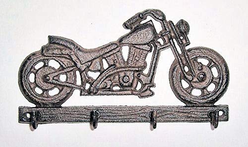 dist by classyjacs Old Vintage Motorcycle with 4 Hooks, 3D Scale Indoor or Outdoor use, Vintage Rustic Finish Wall Hung