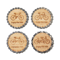 Resource Revival - Bike Chain & Bamboo Bicycle-Themed Coasters | Eco-friendly Rustic Modern Coaster Created for the Adventurer - Set of 4
